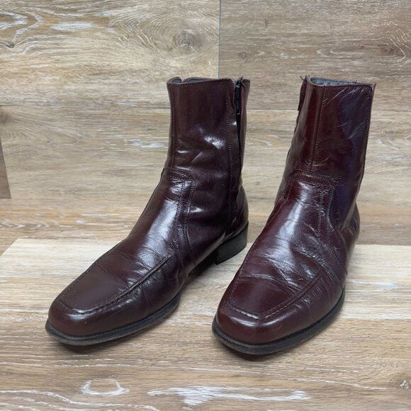 Hanover Oxblood Leather Ankle Boots Men's Size 8 - Picture 1 of 7
